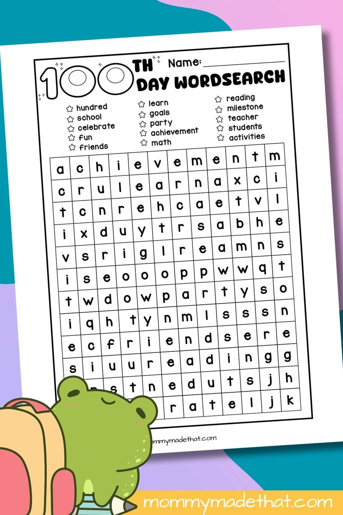 100 word search printable