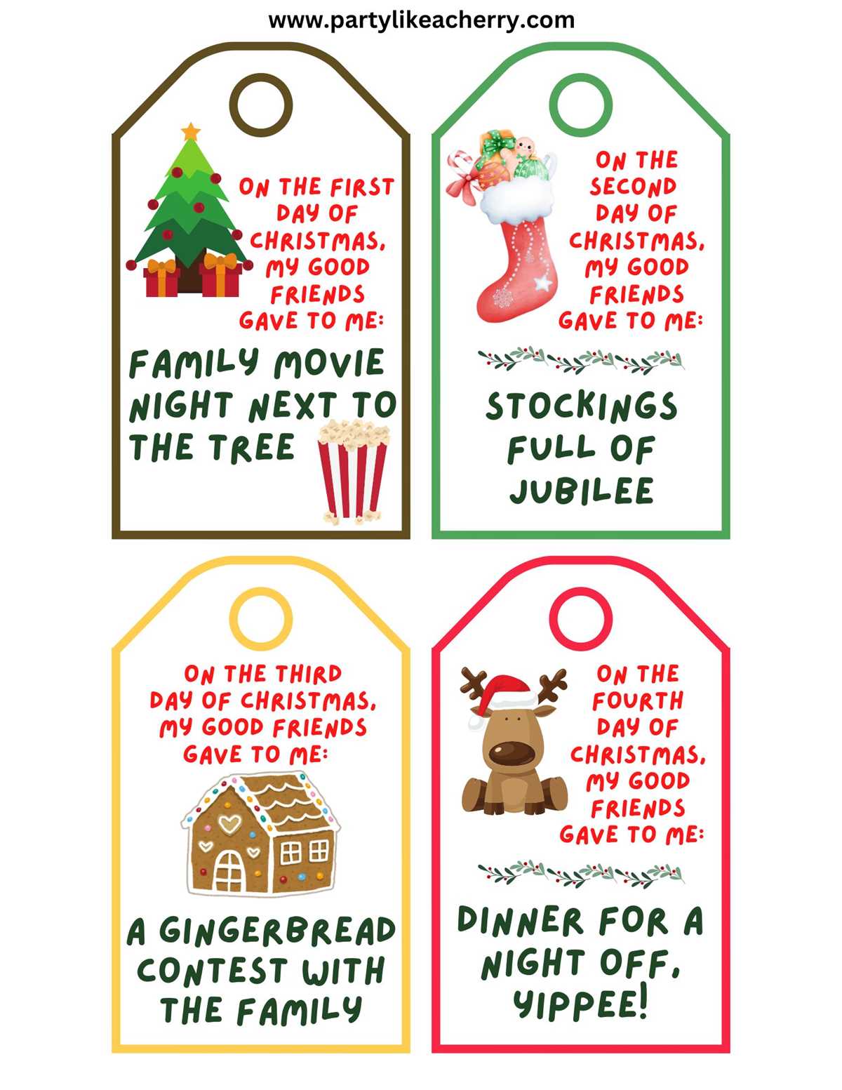 12 days of christmas printable 12 days of christmas printable