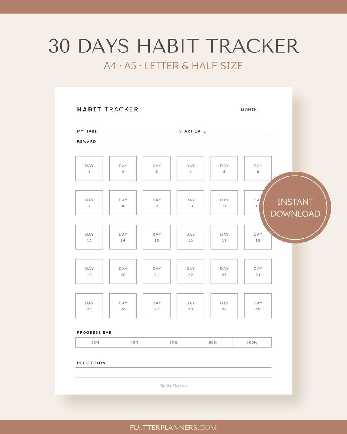 30 day habit tracker printable free