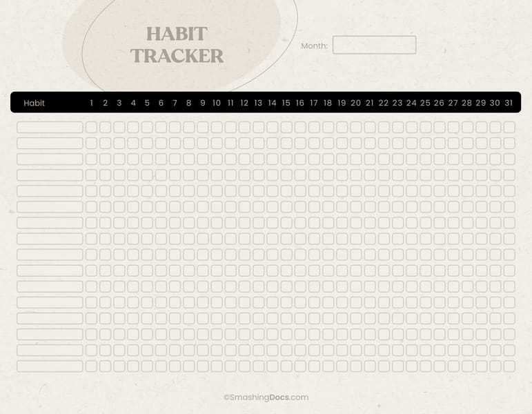 30 day habit tracker printable free