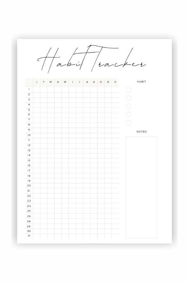 30 day habit tracker printable free