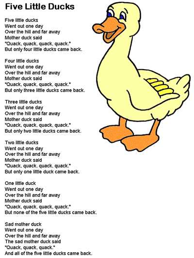 5 little ducks printable