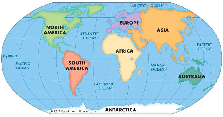7 continents printable map