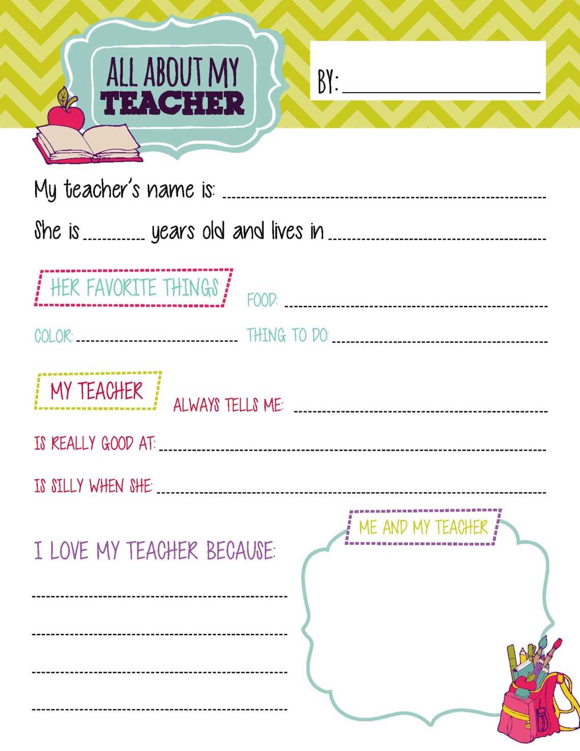 about my teacher printable free