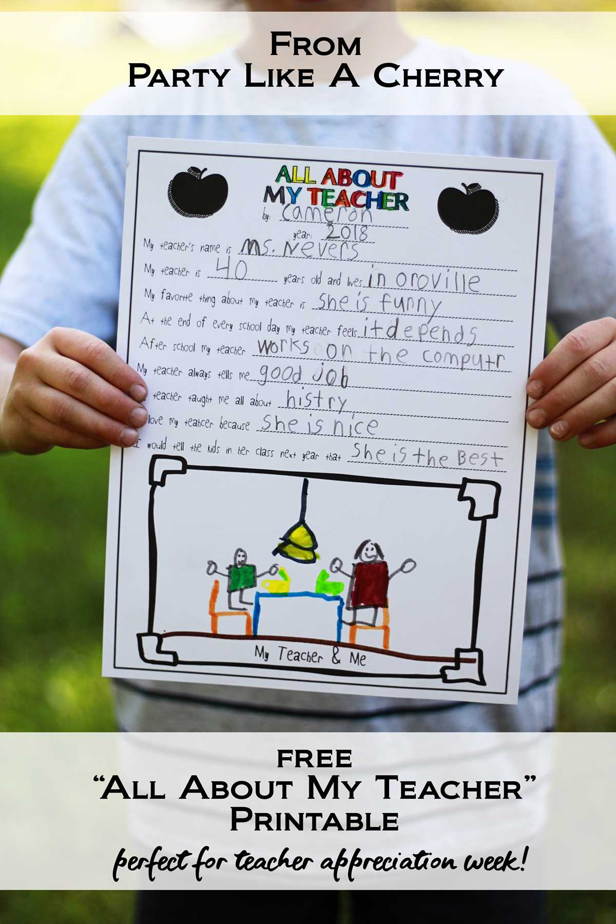 about my teacher printable free