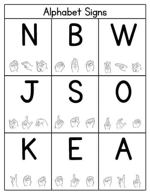 alphabet sign language printable