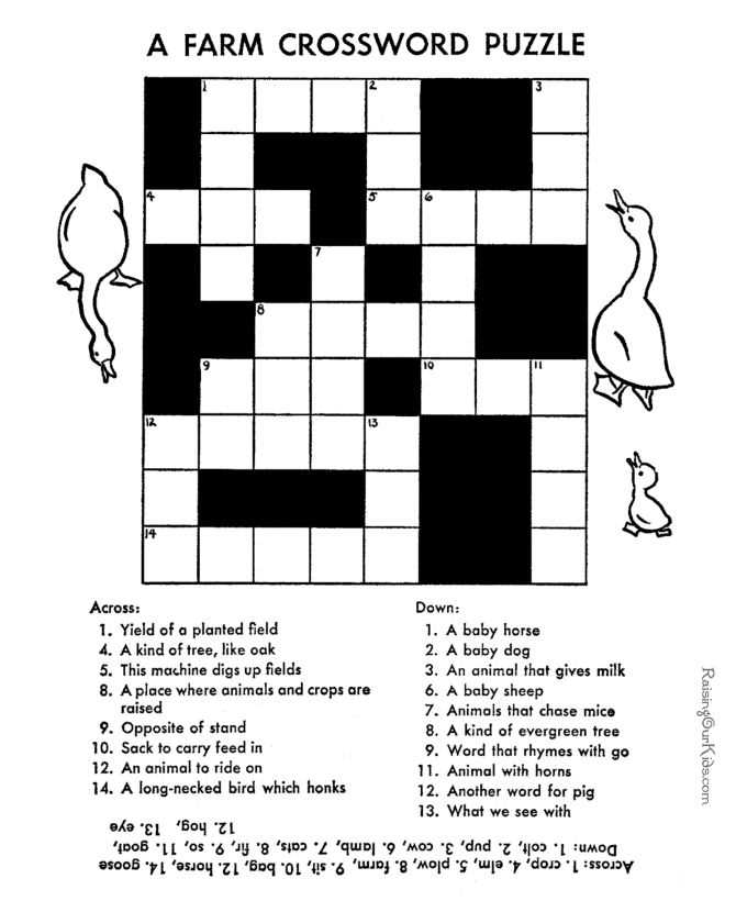 animal crosswords printable