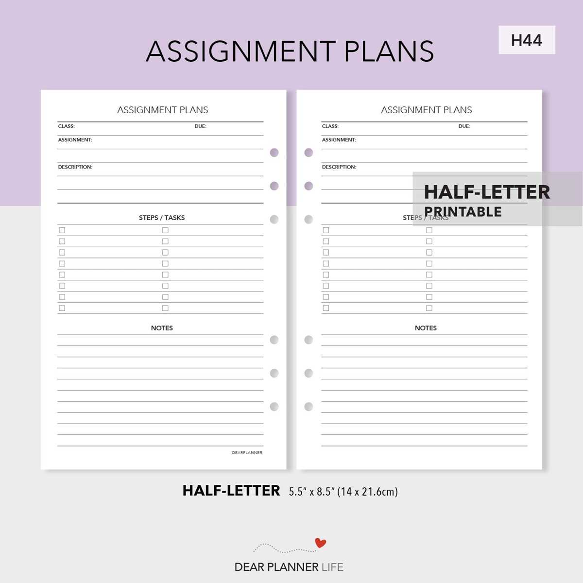assignment tracker printable
