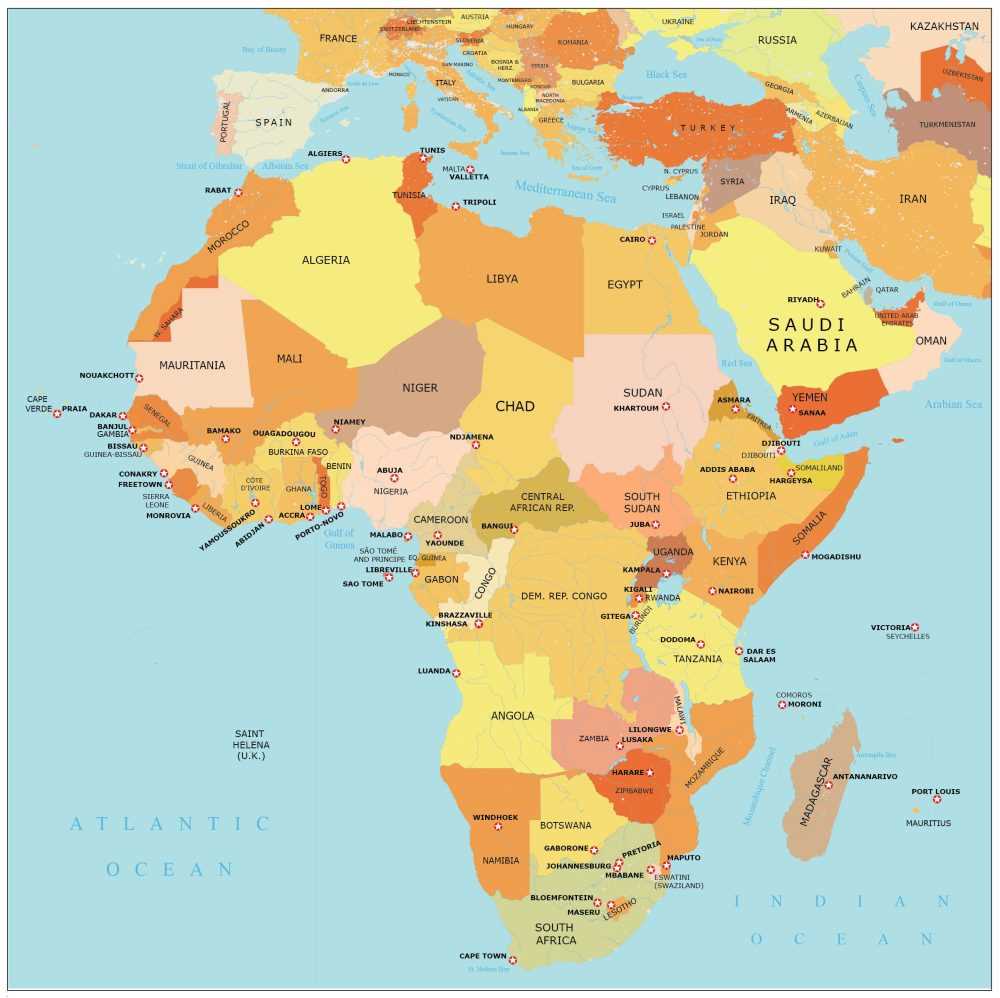 blank printable map of africa
