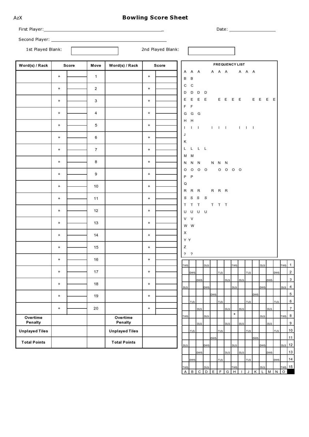 bowling scorecard printable