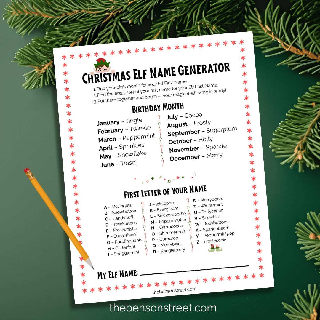 christmas elf name generator printable