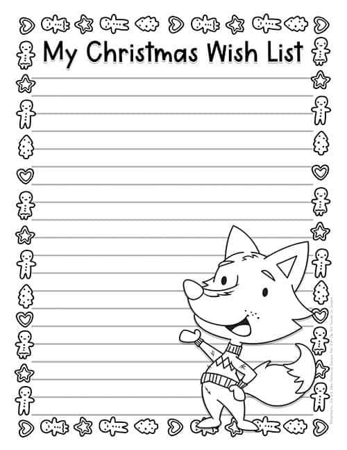 christmas list printable free