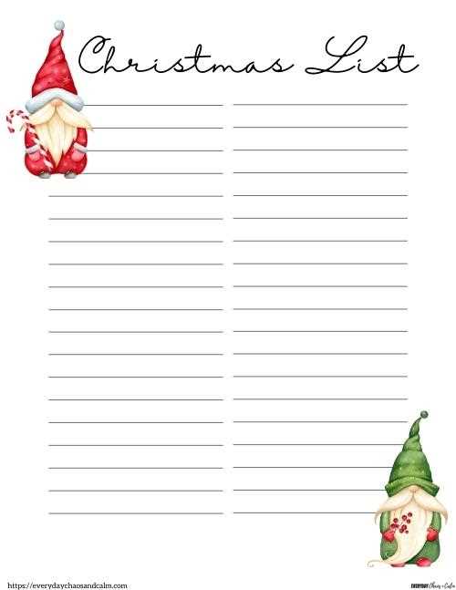 christmas list template printable free christmas list template printable free