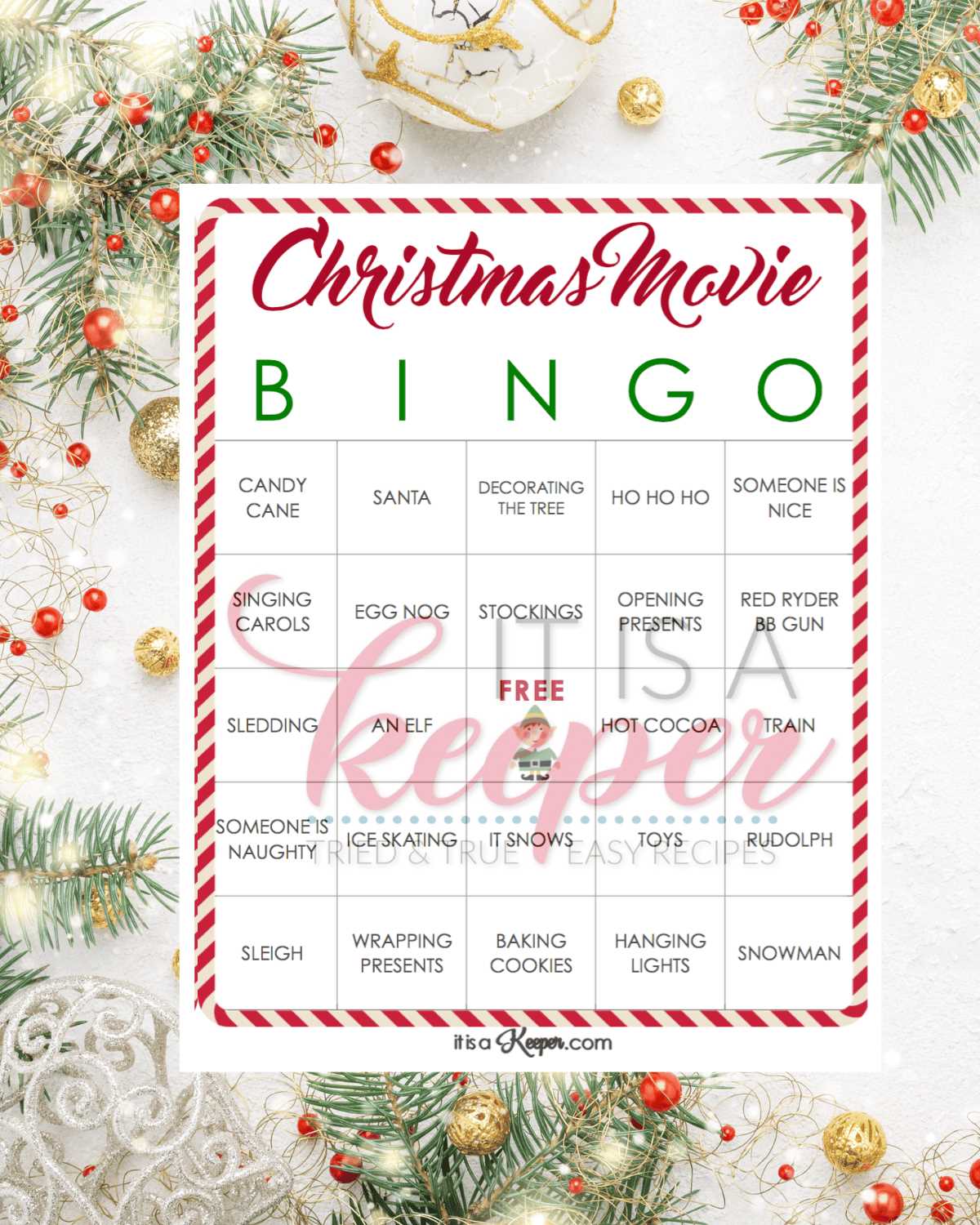 christmas movie bingo printable