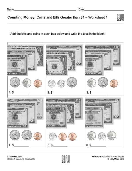coin worksheets free printable