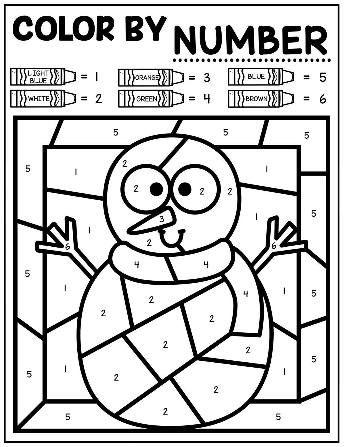 color by number free printable christmas