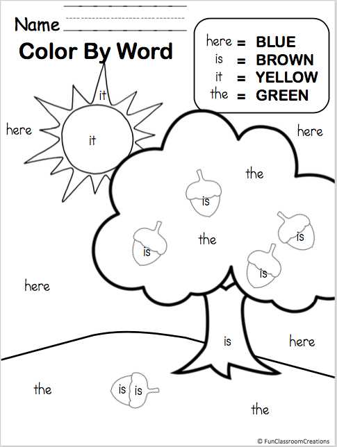 color sight words printables