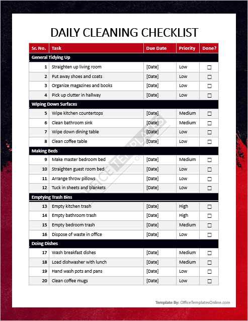 commercial cleaning checklist printable