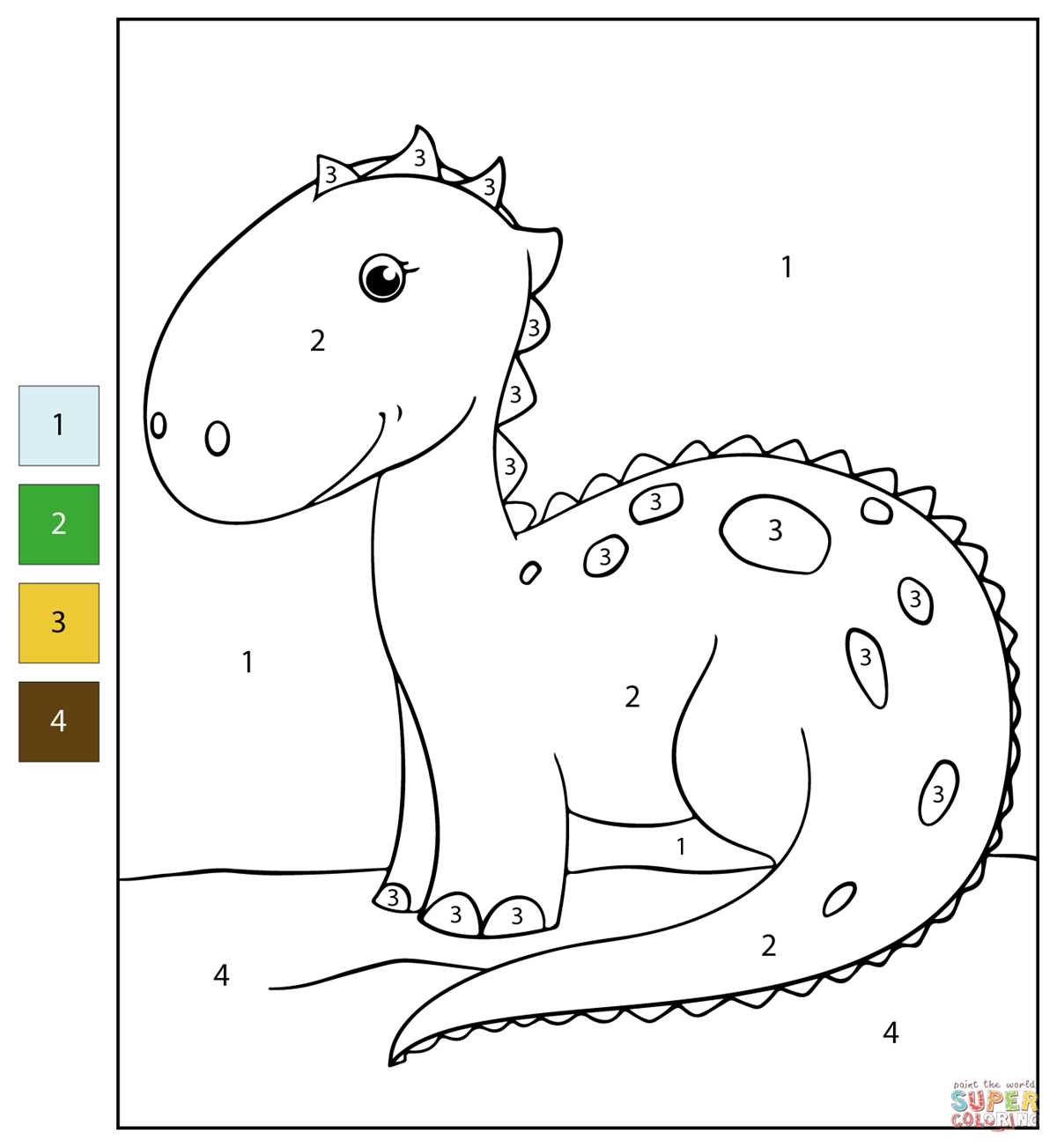 dinosaur color by number printable