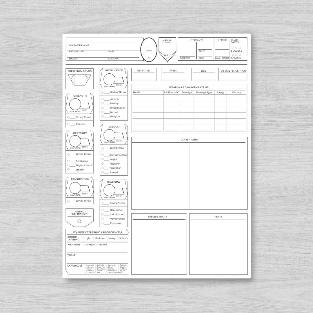 dnd 5e character sheets printable