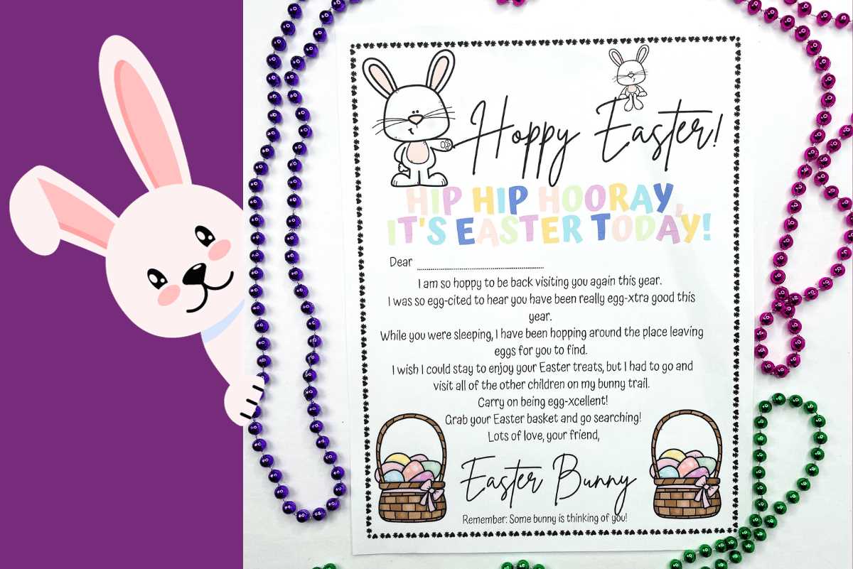 easter bunny note printable easter bunny note printable