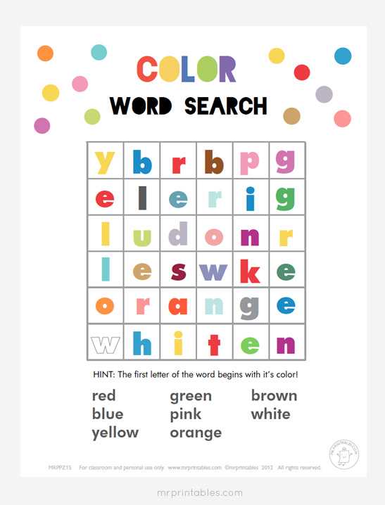 easy word find printable