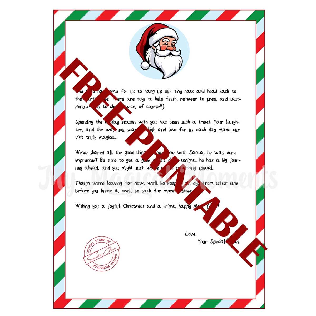 elf goodbye letter free printable