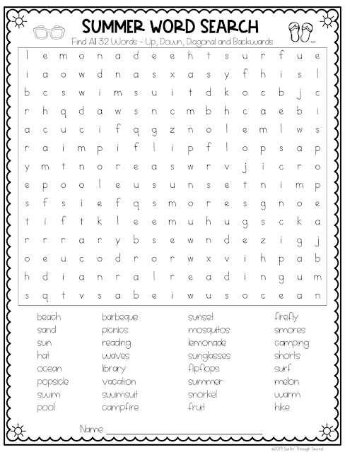 end of school year word search free printable