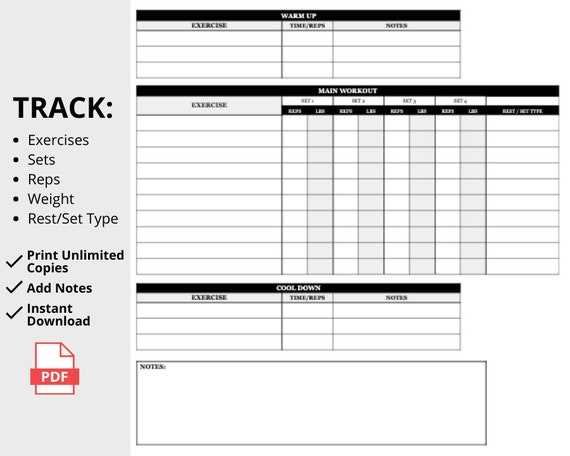 exercise log template printable exercise log template printable