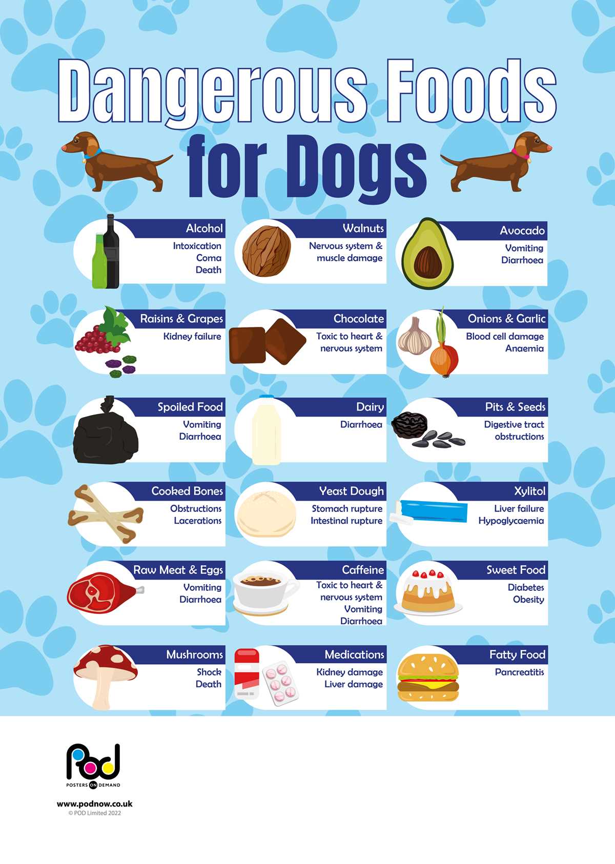 foods poisonous to dogs printable
