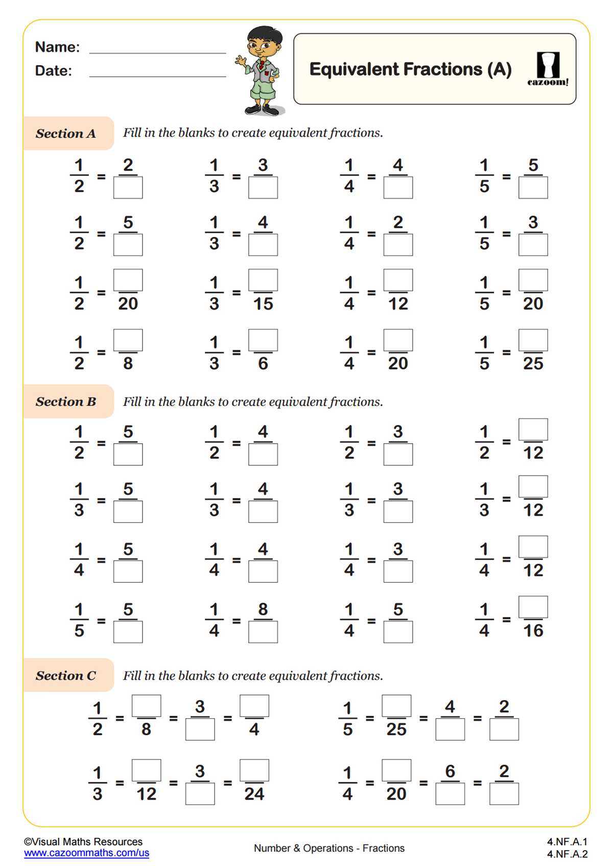 fraction printable worksheets