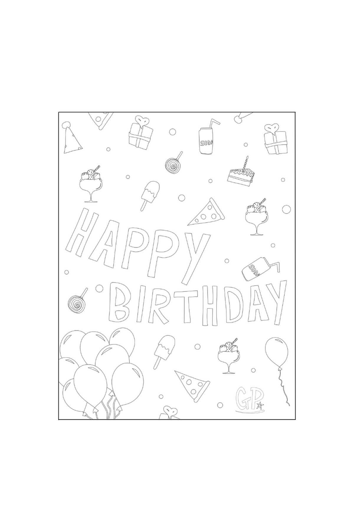 free coloring printable birthday cards