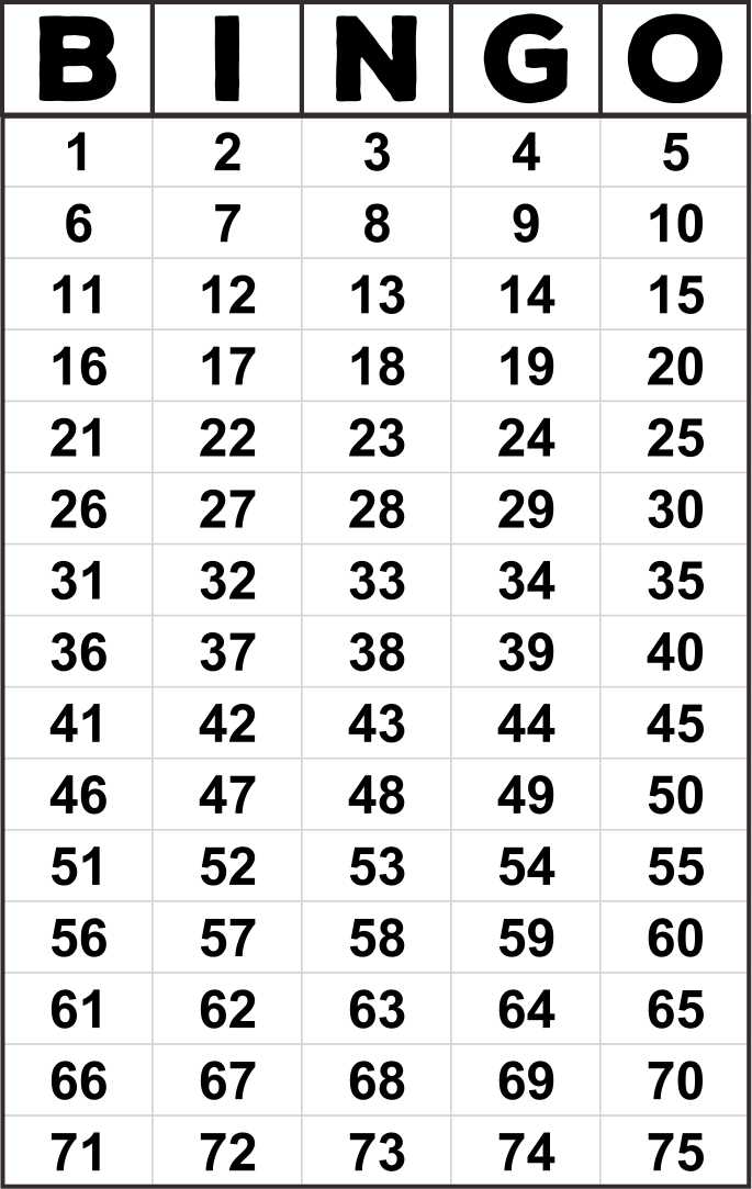free printable bingo cards 1 75