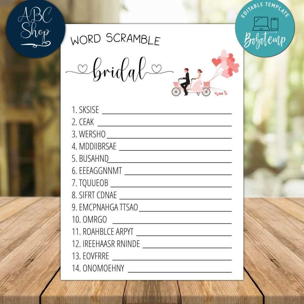 free printable bridal shower word scramble