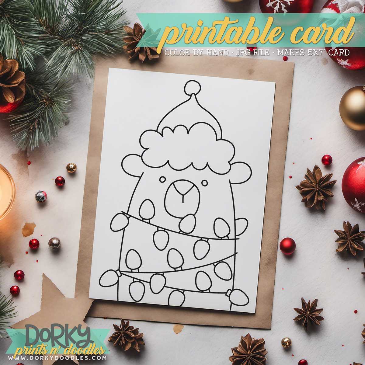 free printable christmas cards to color