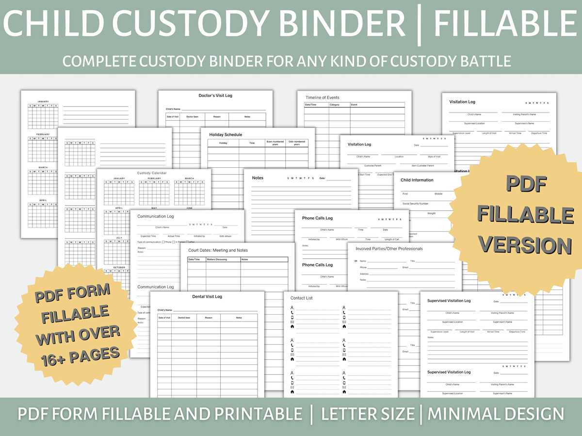 free printable custody documentation binder