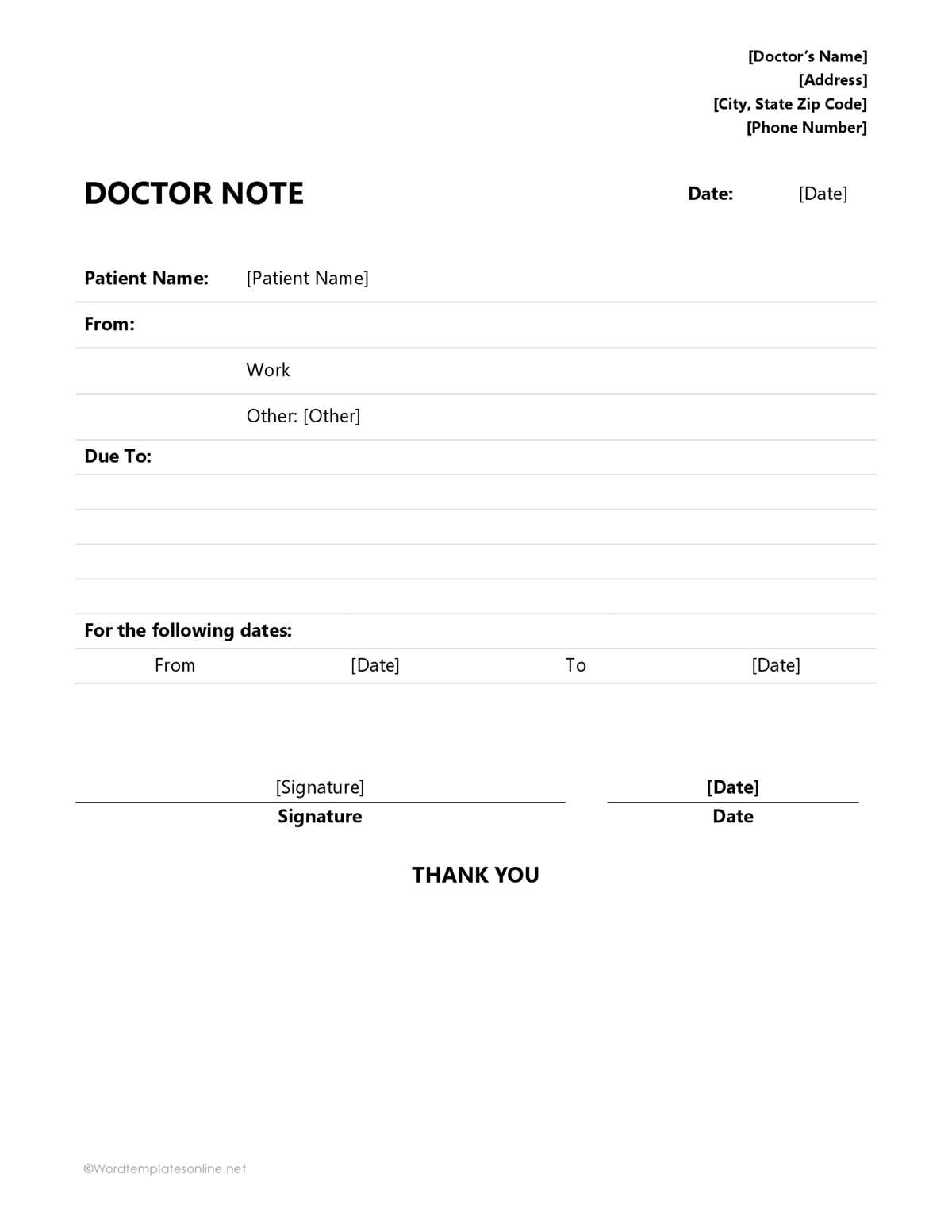 free printable doctor notes