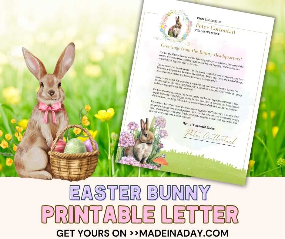 free printable easter bunny letter