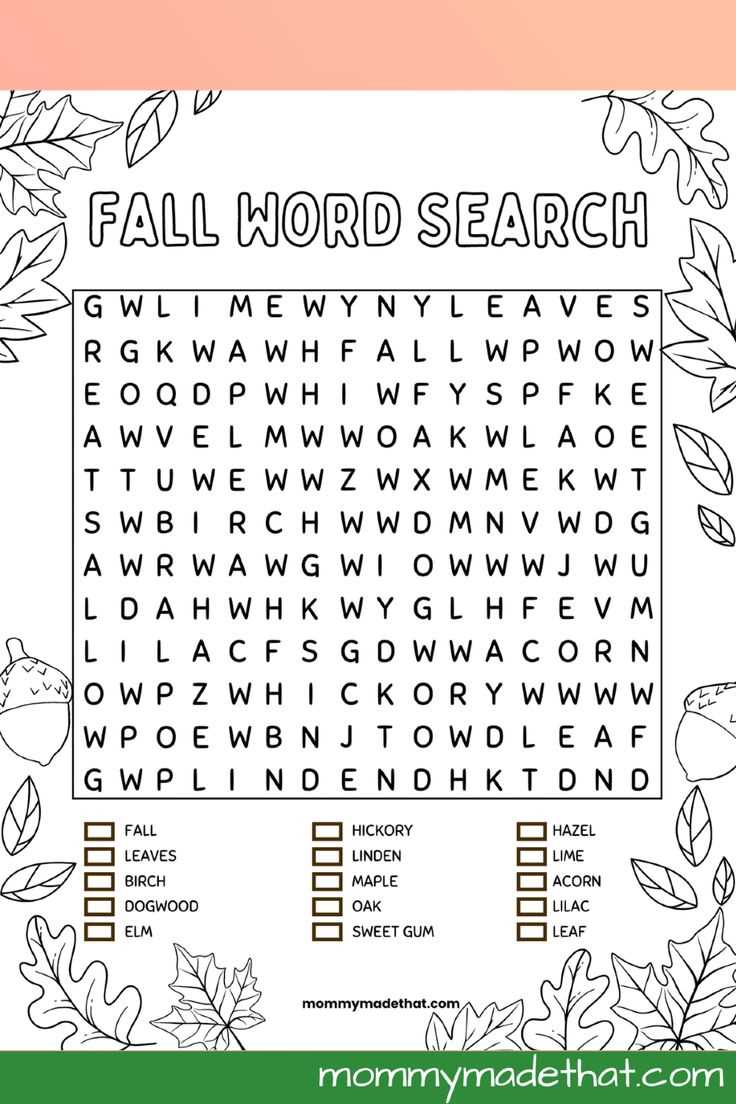 free printable fall word search