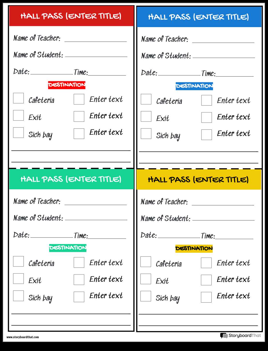 free printable hall pass template