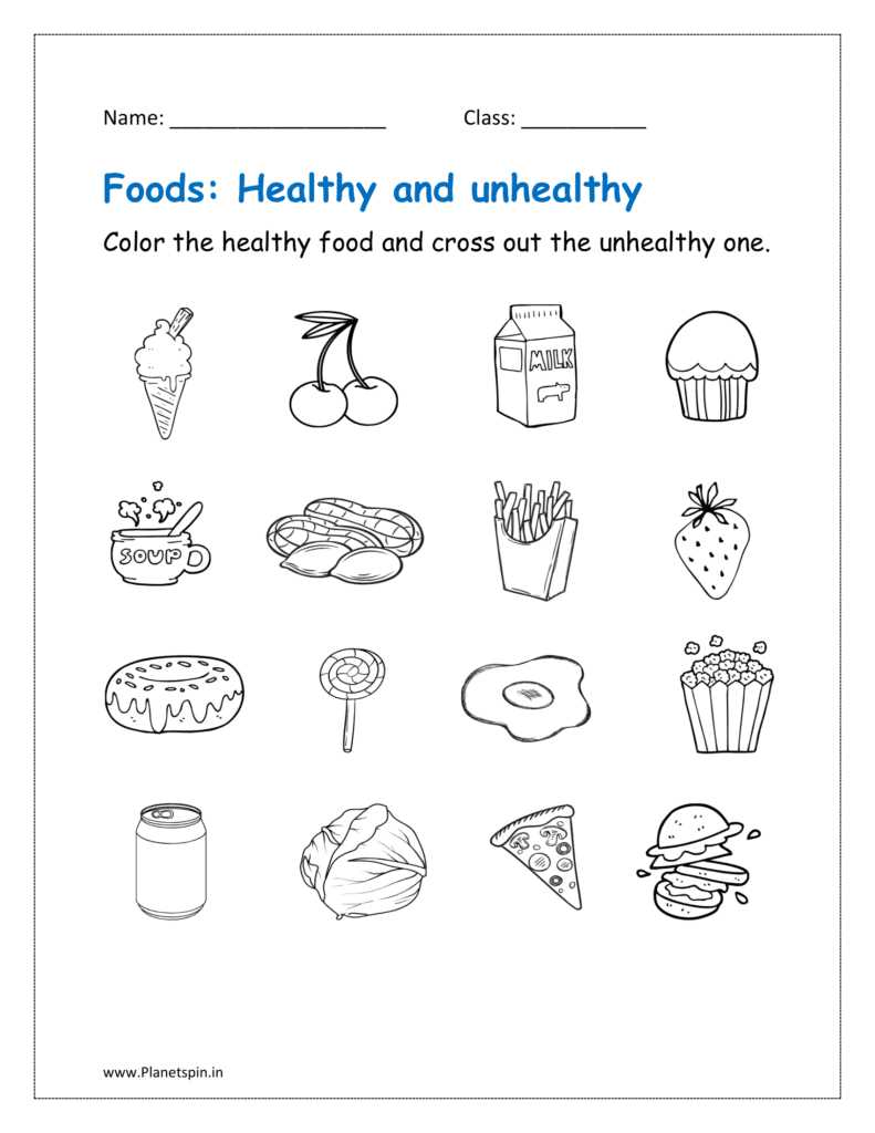 free printable healthy eating worksheets