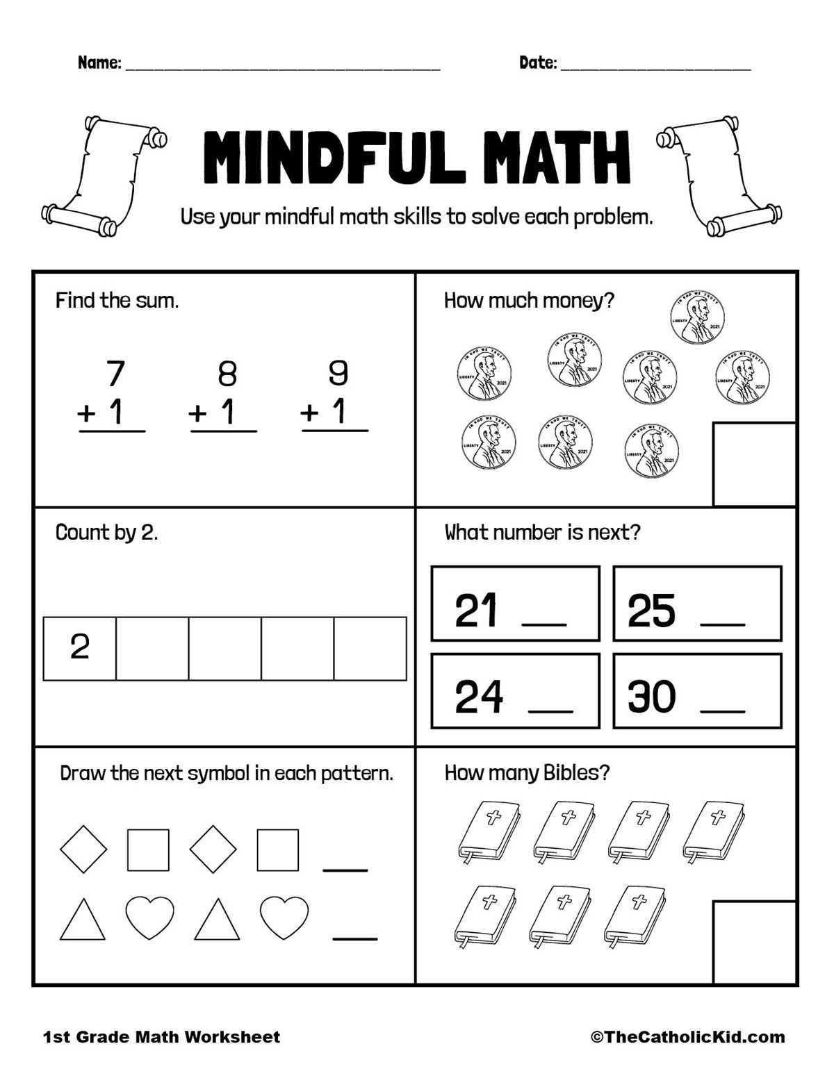 free printable math worksheets 1st grade