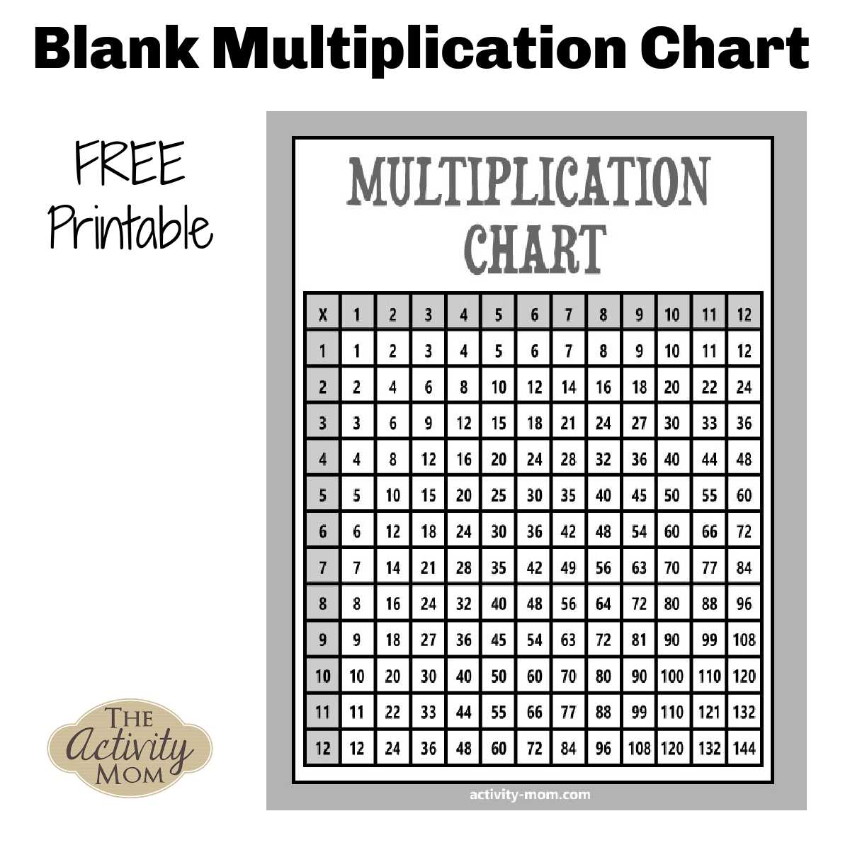 free printable multiplication table