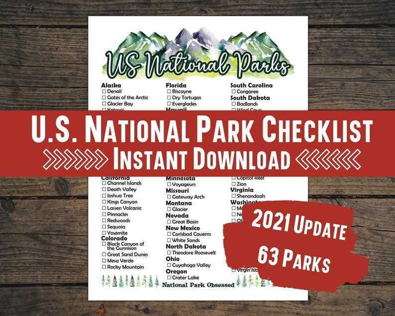 free printable national park checklist