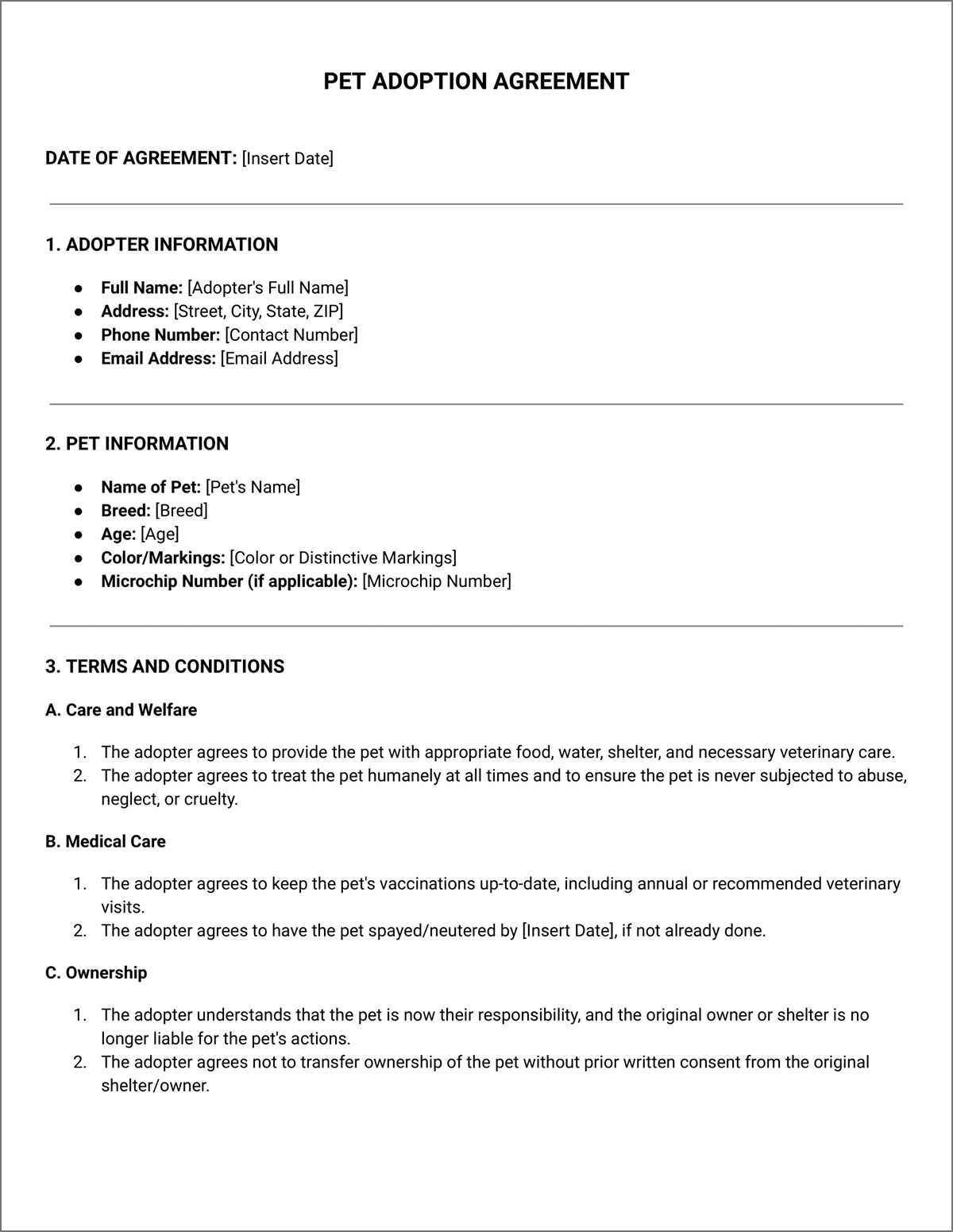 free printable pet adoption forms free printable pet adoption forms