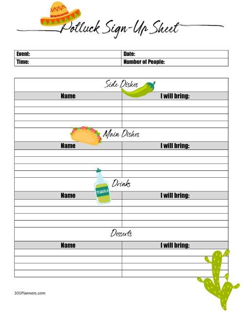 free printable potluck sign up sheet template word free printable potluck sign up sheet template word