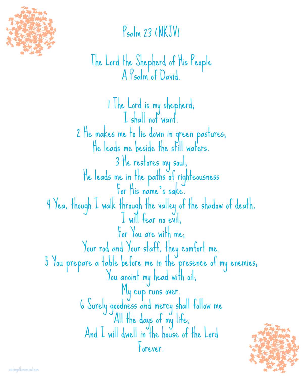 free printable psalm 23 prayer