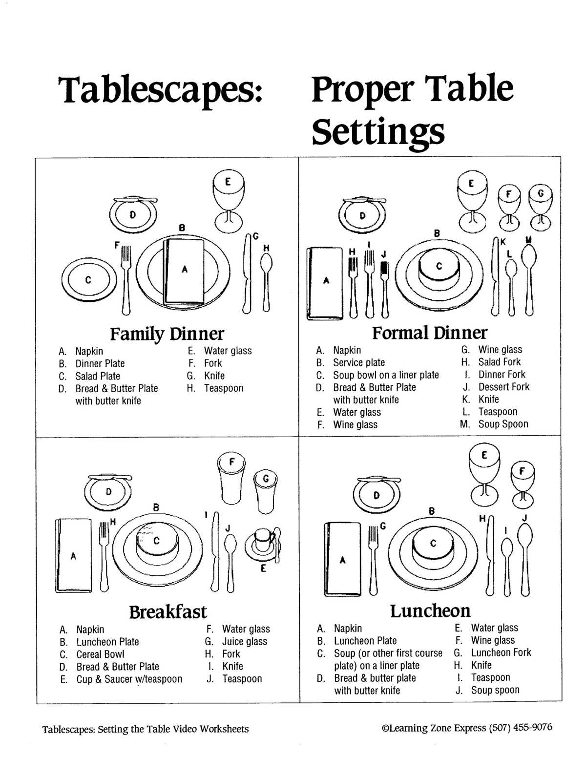 free printable table setting placemats