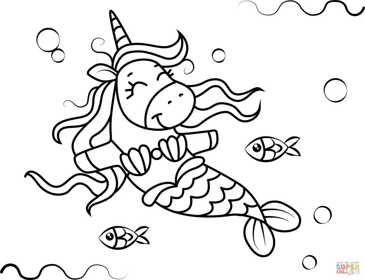 free printable unicorn mermaid coloring pages