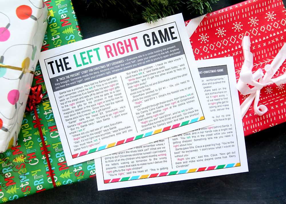 free right left christmas game printable